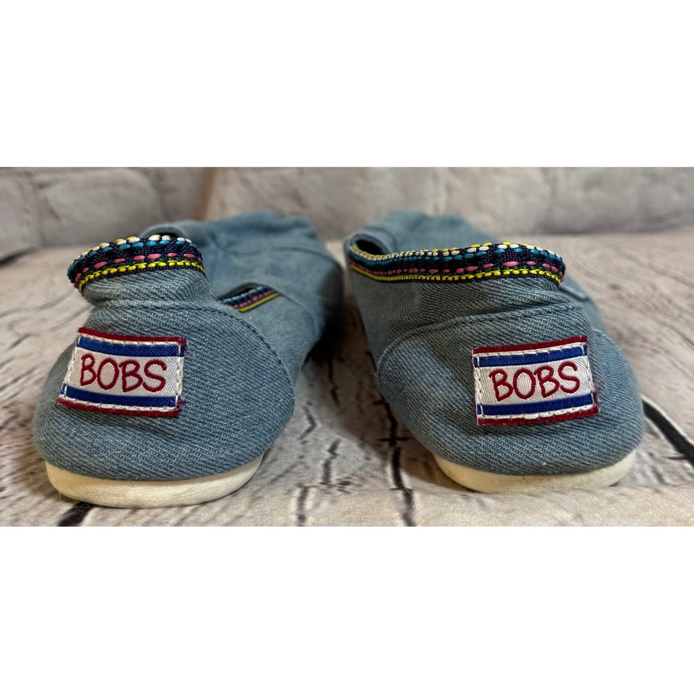 Skechers BOBS‎ Womens Blue Denim Slip On Alpargata Flats Memory Foam Size 8 - Picture 3 of 6